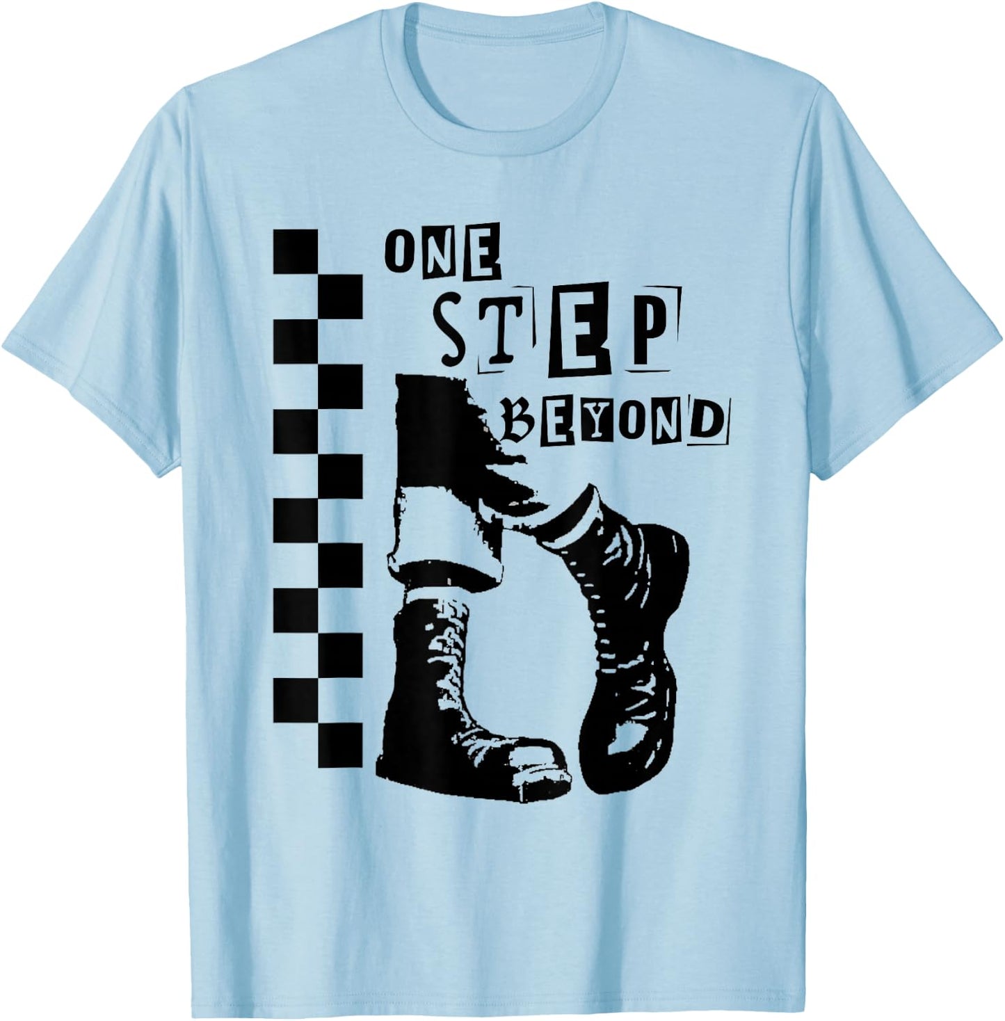 2 Tone Ska One Step Beyond Music Checkerboard T-Shirt - T-Shirt | Light Blue