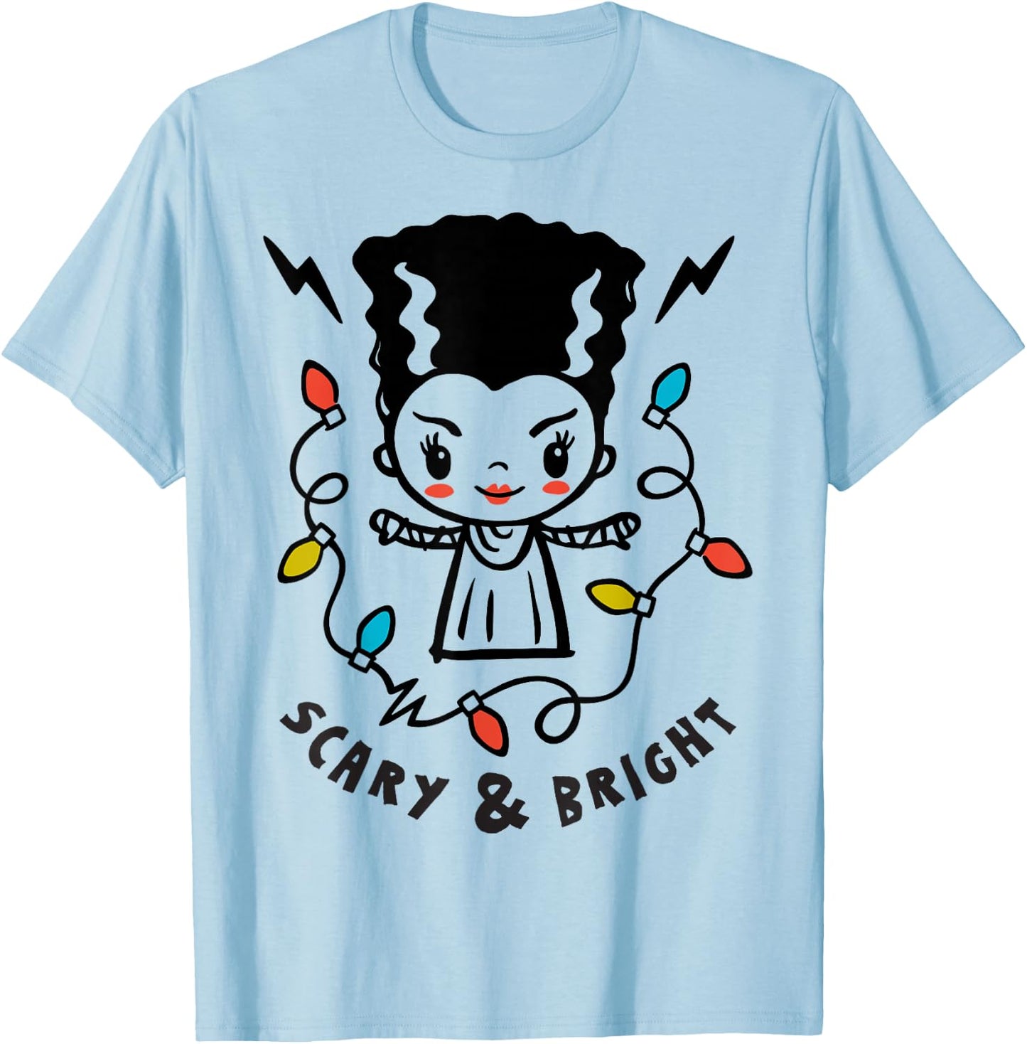 Universal Monsters Christmas Scary And Bright Bride T-Shirt - T-Shirt | Light Blue