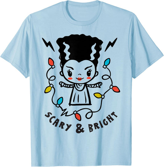 Universal Monsters Christmas Scary And Bright Bride T-Shirt - T-Shirt | Light Blue