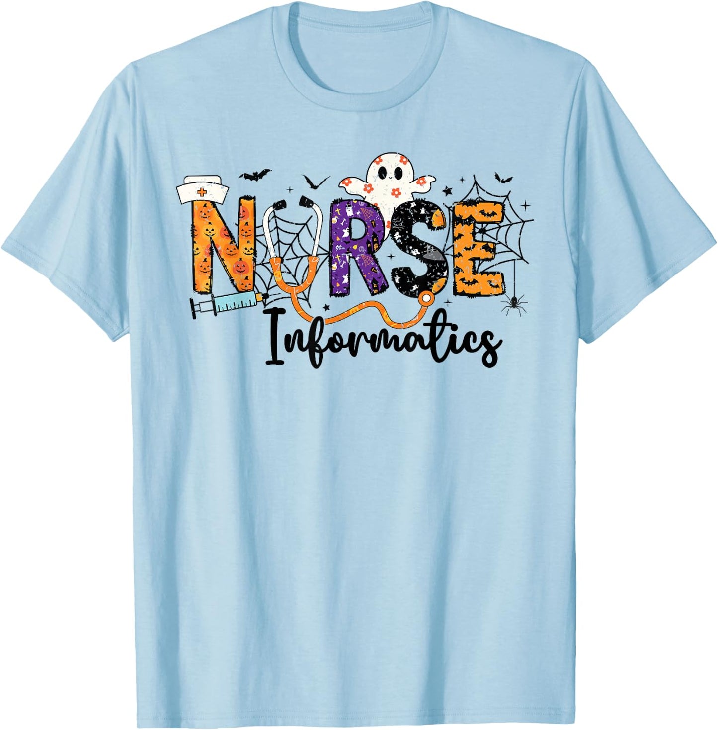 Informatics Nurse IN Ghost Halloween Nursing IN Nurses Women T-Shirt - T-Shirt | Light Blue