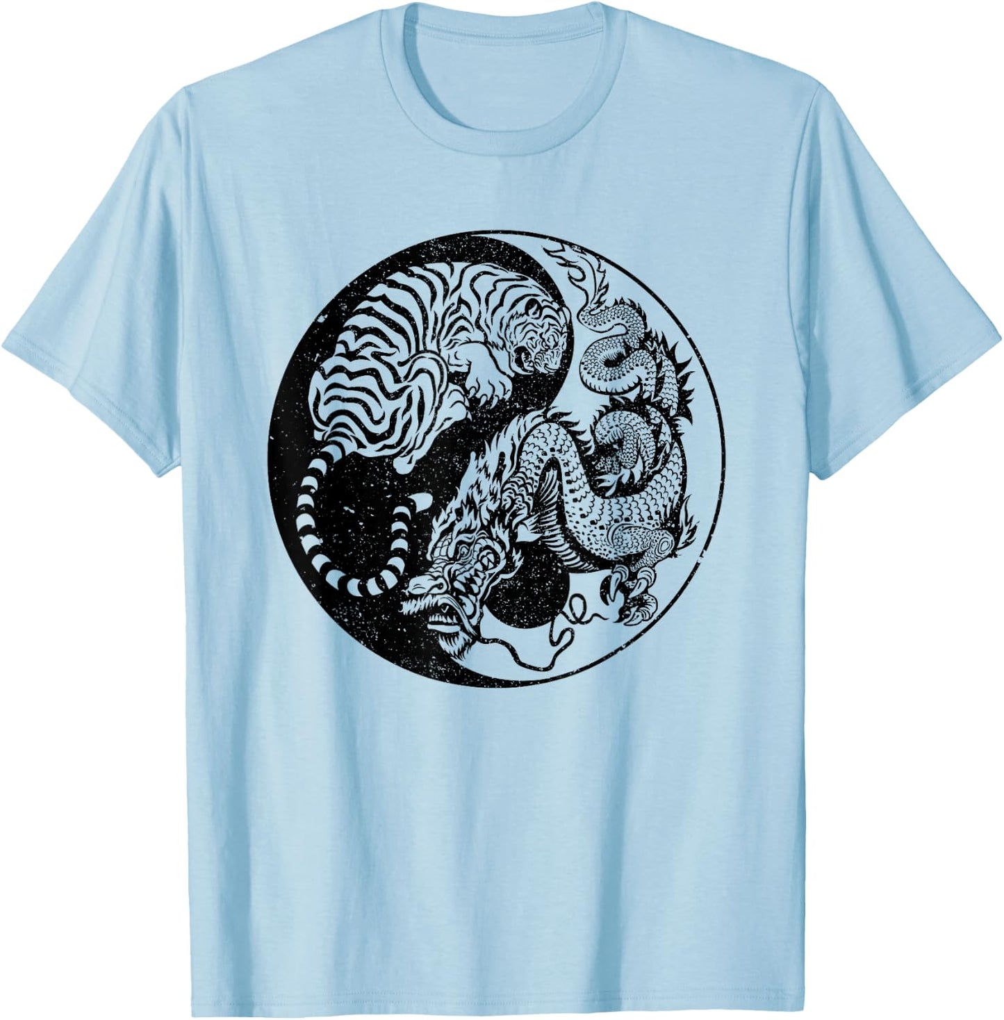 Dragon Vs Tiger Tattoo! Yin and Yang Beast Fight T-Shirt - T-Shirt | Light Blue
