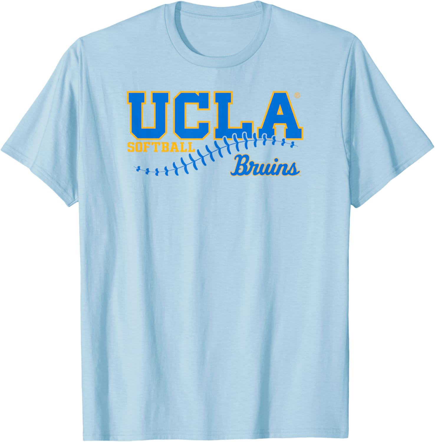UCLA Bruins Softball Laces Gray Officially Licensed T-Shirt - T-Shirt | Light Blue