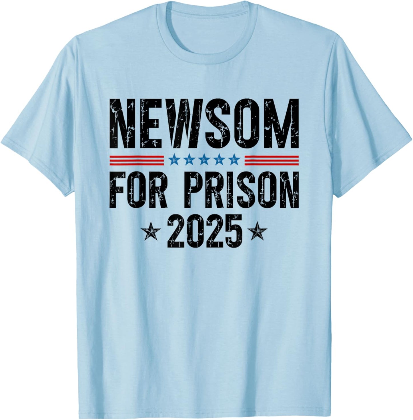 Newsom For Prison 2025 Funny Anti Newsom T-Shirt - T-Shirt | Light Blue