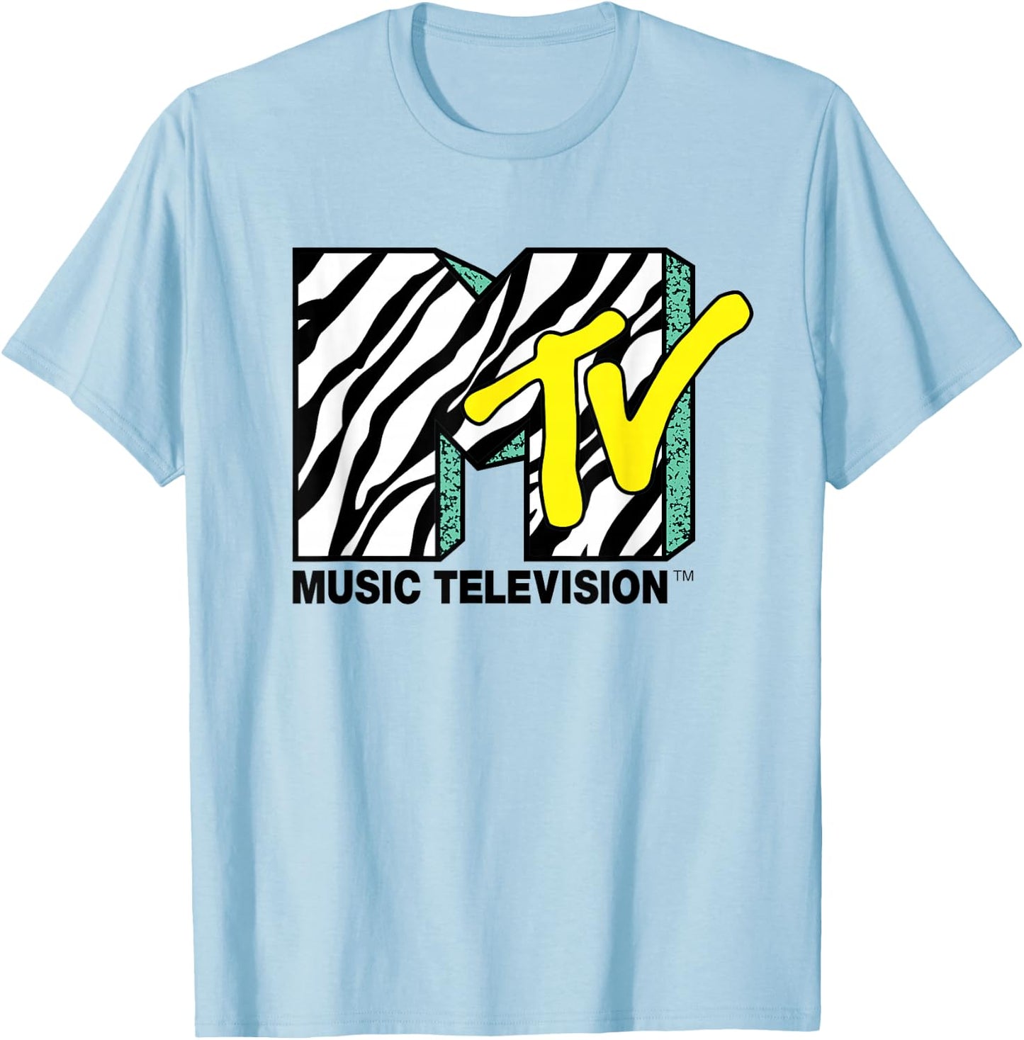 Zebra Print with Teal MTV Logo T- Shirts T-Shirt - T-Shirt | Light Blue