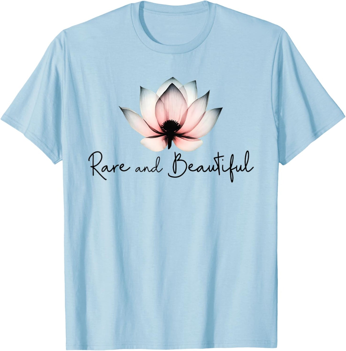 Rare and Beautiful Lotus Blossom Inspirational Design T-Shirt - T-Shirt | Light Blue