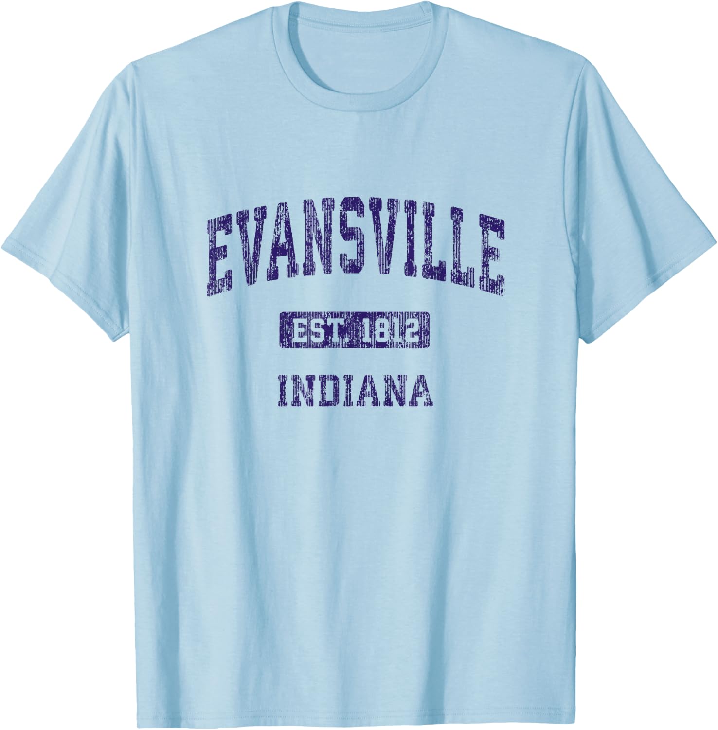 Evansville Indiana IN Vintage Athletic Sports Design T-Shirt - T-Shirt | Light Blue