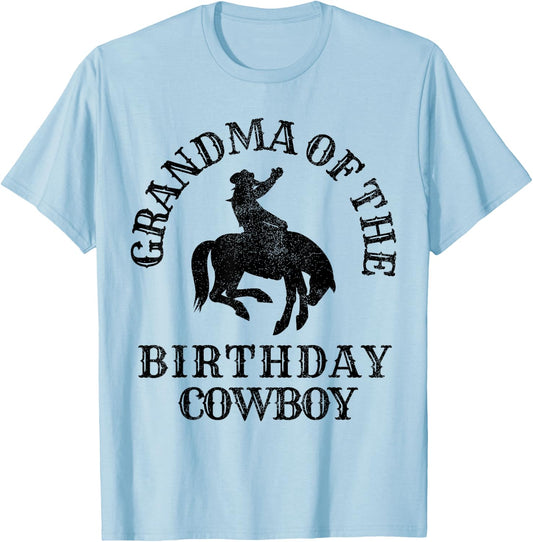 Grandma of the Birthday Cowboy Western Rodeo Party Matching T-Shirt - T-Shirt | Light Blue