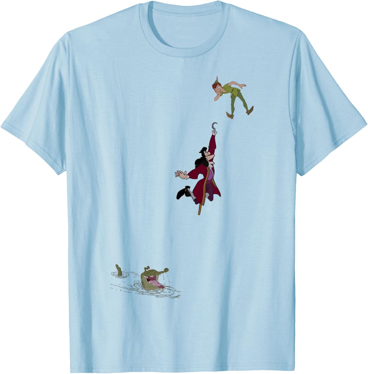 Disney Peter Pan Hook Falling to The Alligator Small T-Shirt - T-Shirt | Light Blue
