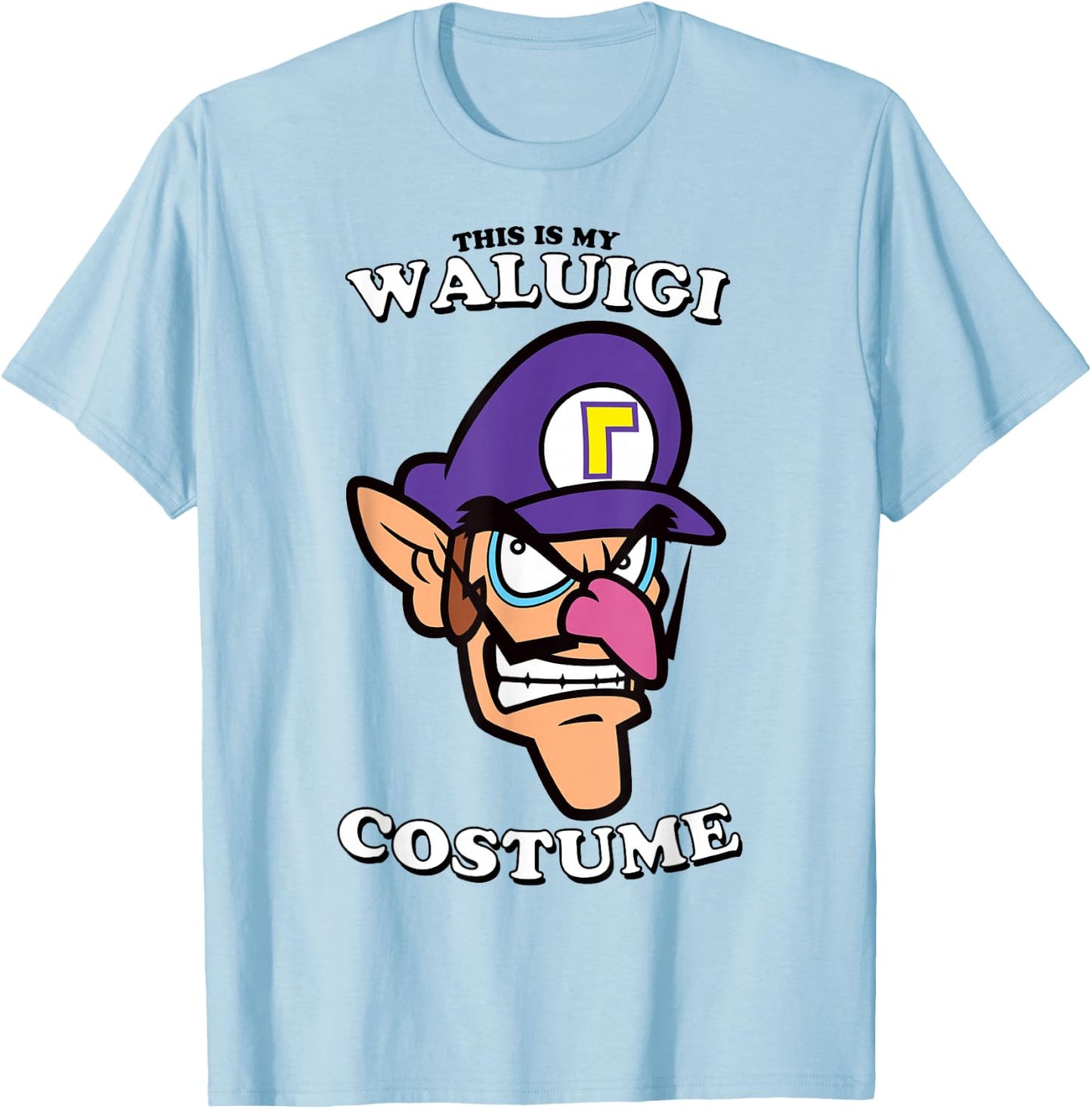 Super Mario Halloween Vintage This Is My Waluigi Costume T-Shirt - T-Shirt | Light Blue