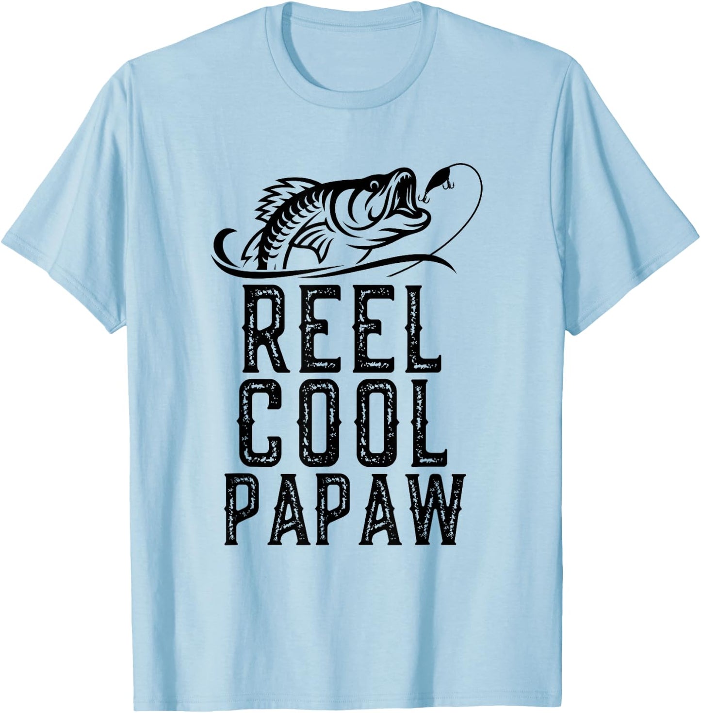 Reel Cool Papaw Fishing Fisherman Funny Grandpa Retro T-Shirt - T-Shirt | Light Blue