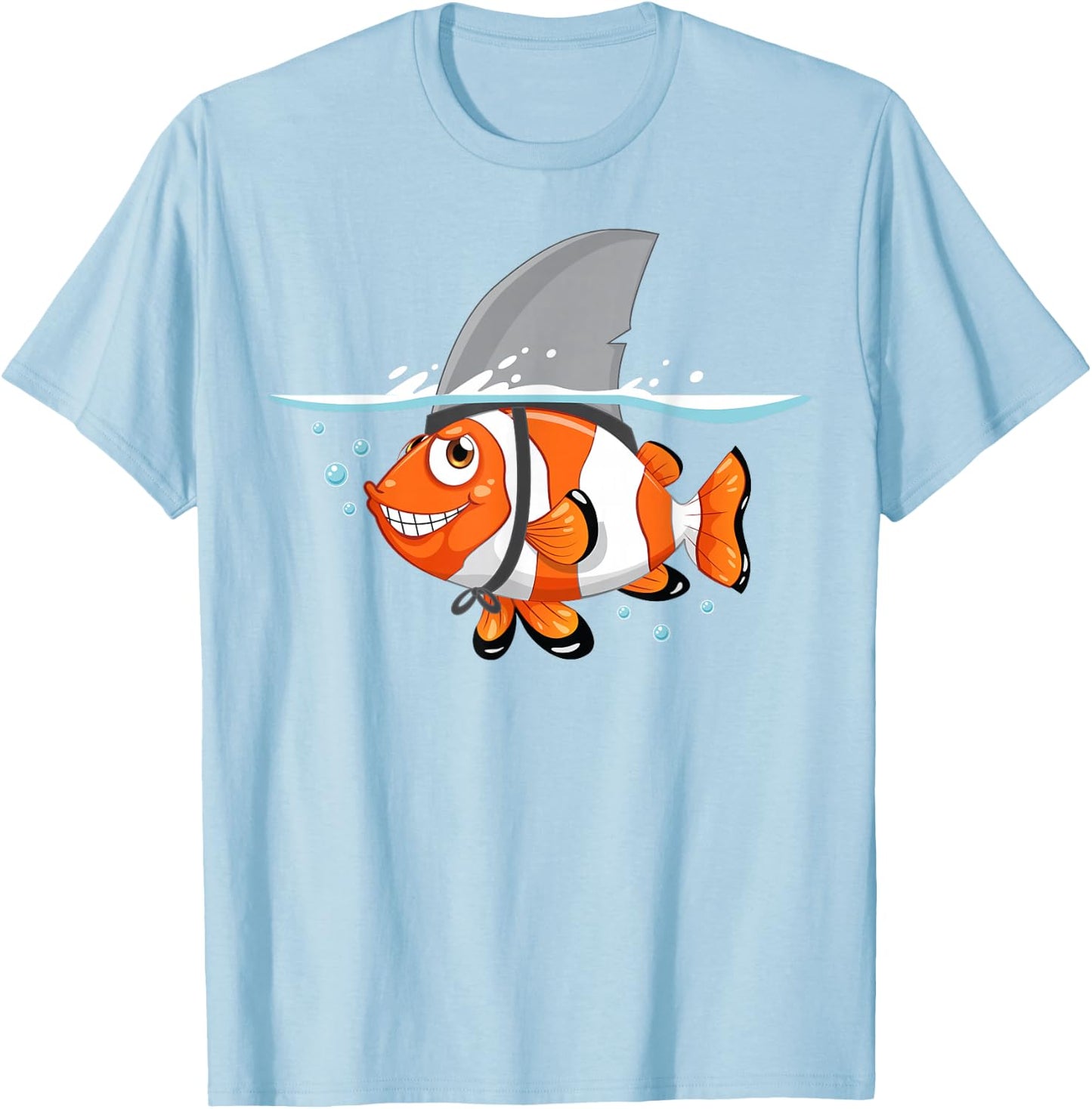 Goldfish With Shark Fin Shirt | Cool Sea Creatures Week Gift T-Shirt - T-Shirt | Light Blue