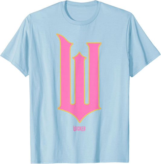 Wicked Movie W Logo Pink Goes Good with Green T-Shirt - T-Shirt | Light Blue