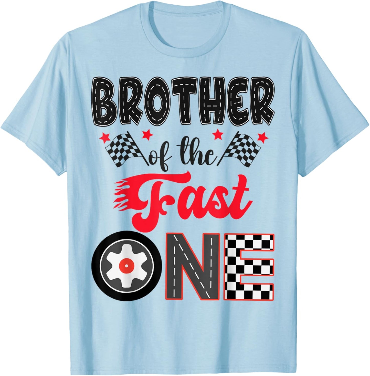 Brother Of The Fast One Car Racing Dad 1St Birthday Boy T-Shirt - T-Shirt | Light Blue