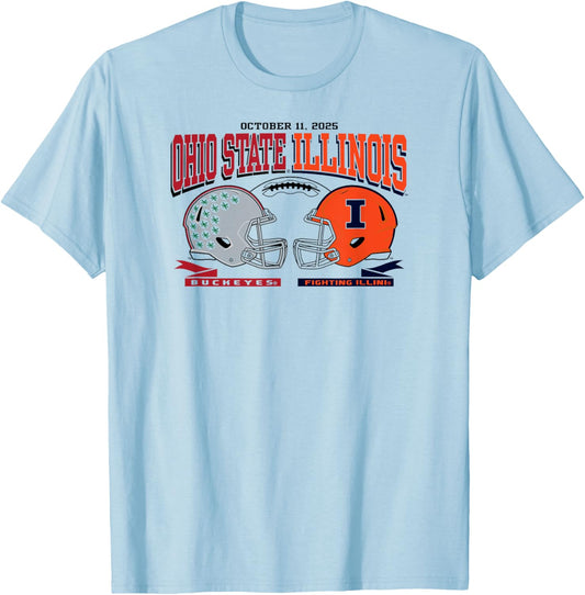 Ohio State Buckeyes vs Illinois Fighting Illini Gameday T-Shirt - T-Shirt | Light Blue