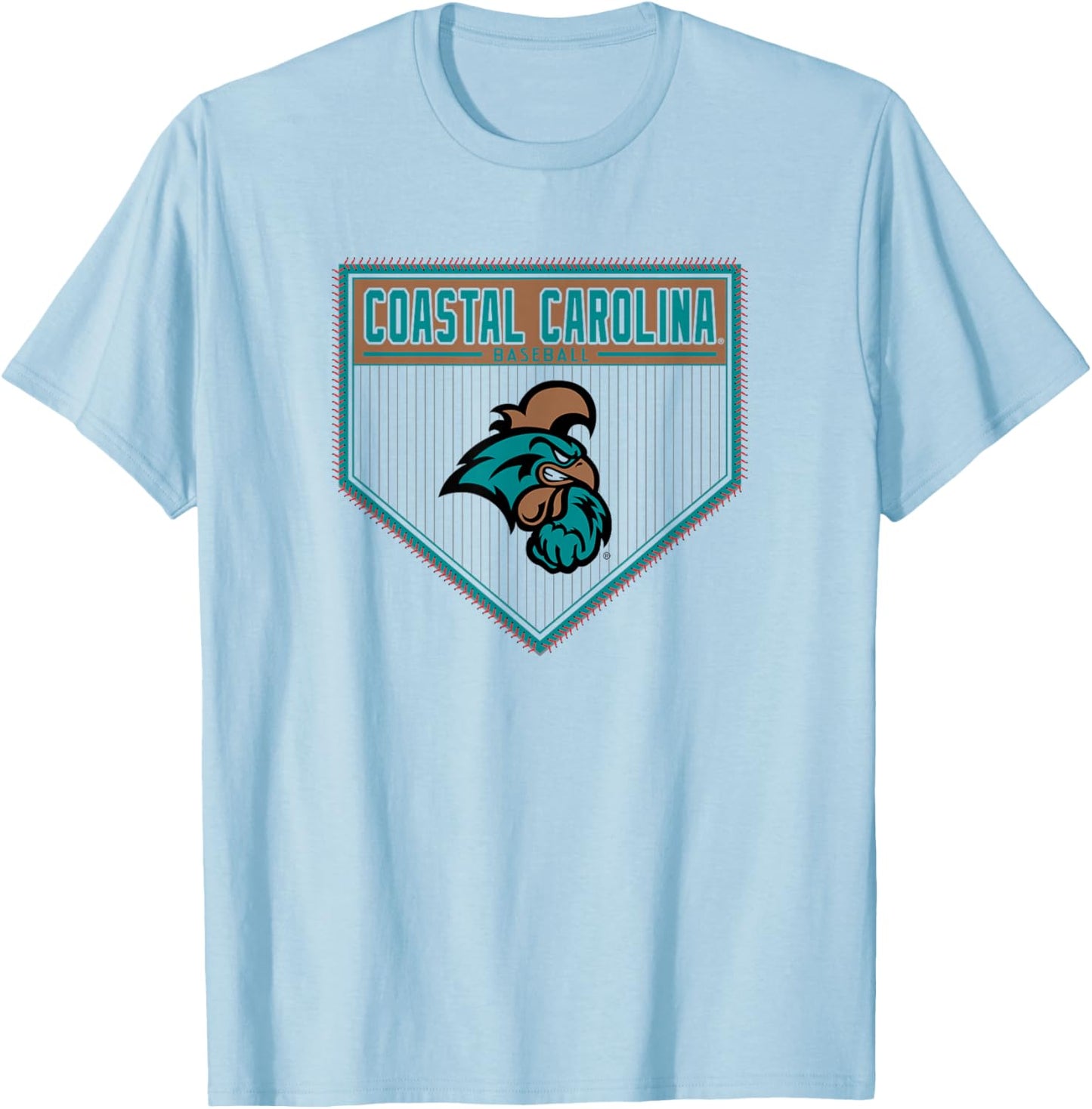 Coastal Carolina Chanticleers Baseball Homeplate White T-Shirt - T-Shirt | Light Blue