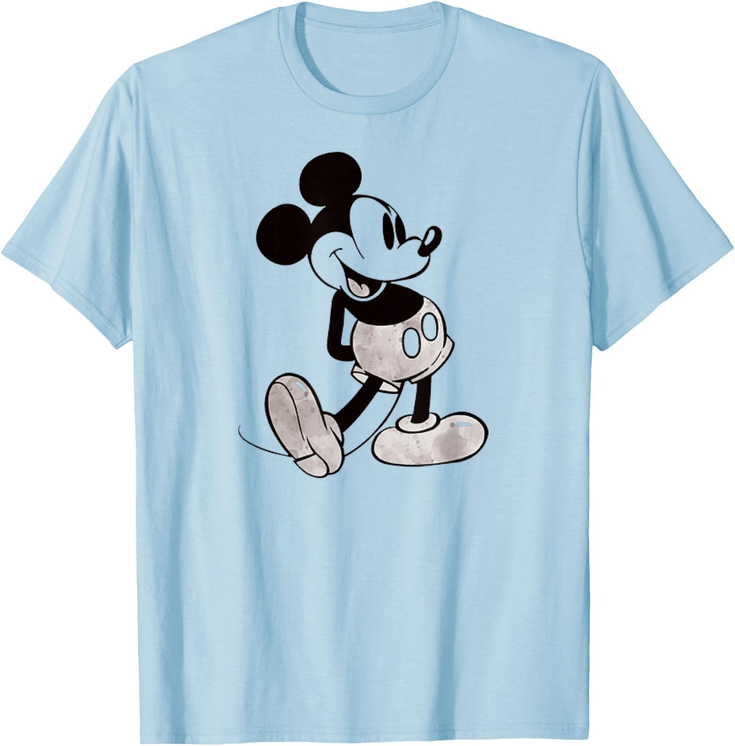 Disney - Black and White Mickey Mouse T-Shirt - T-Shirt | Light Blue