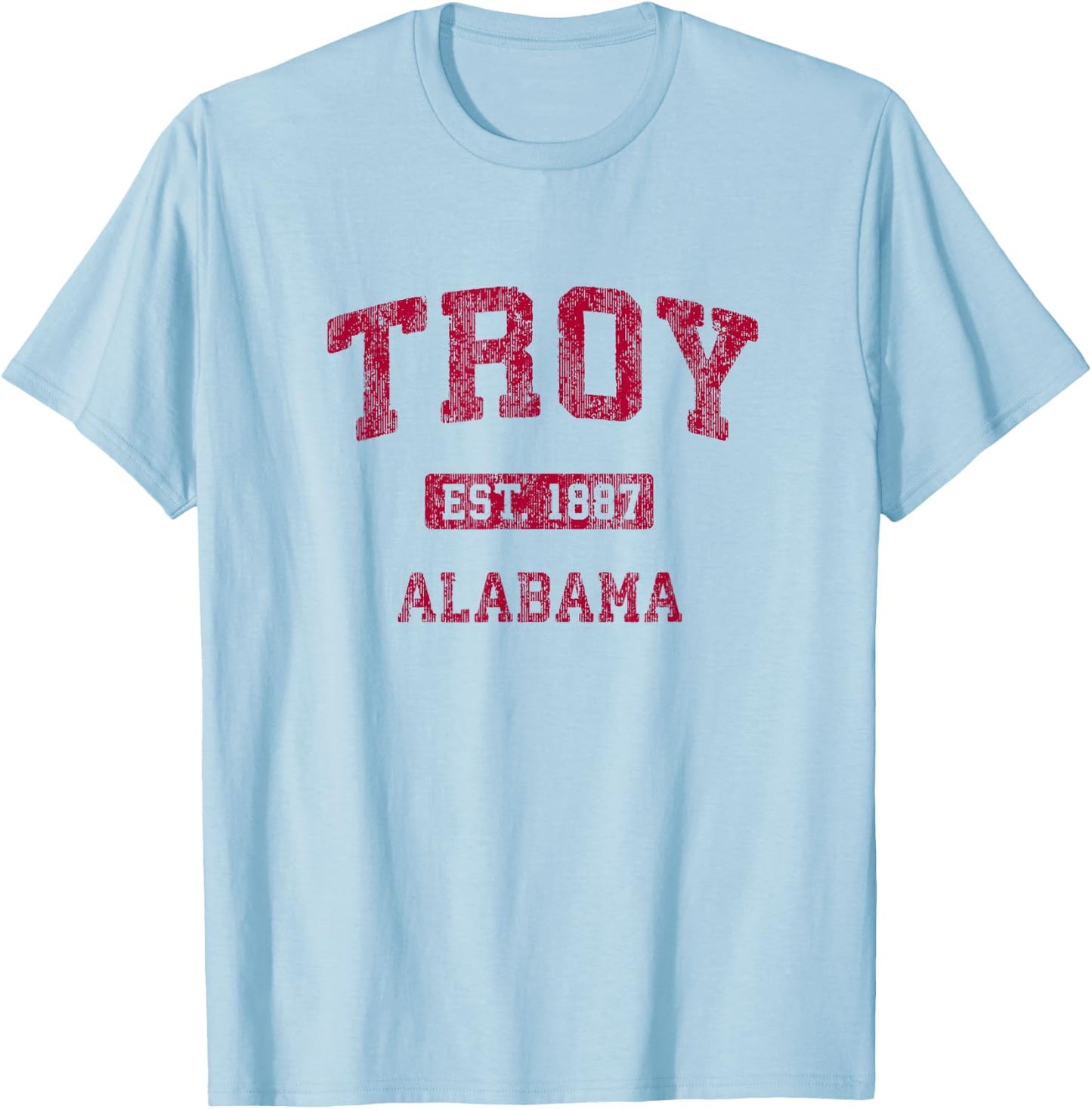 Troy Alabama AL Vintage Athletic Sports Design T-Shirt - T-Shirt | Light Blue