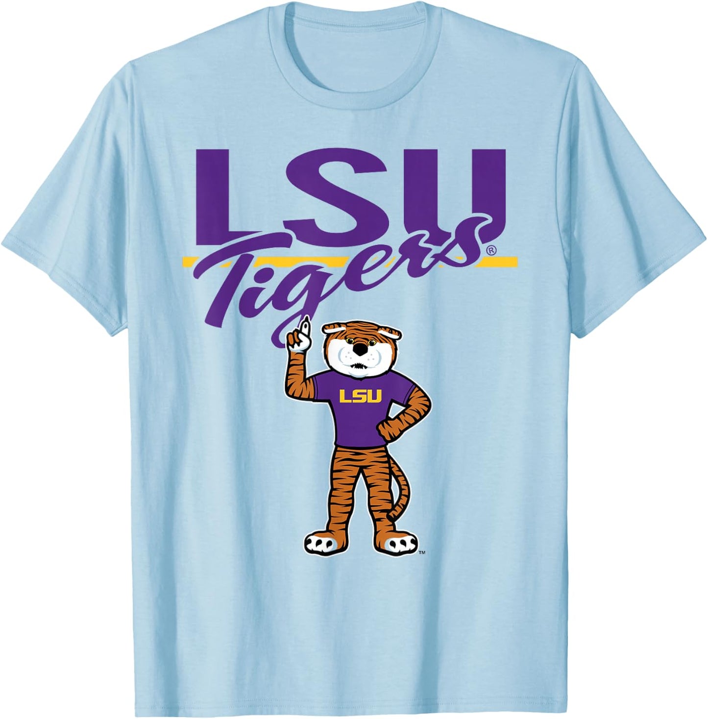 LSU Tigers Mascot Gray Officially Licensed T-Shirt - T-Shirt | Light Blue