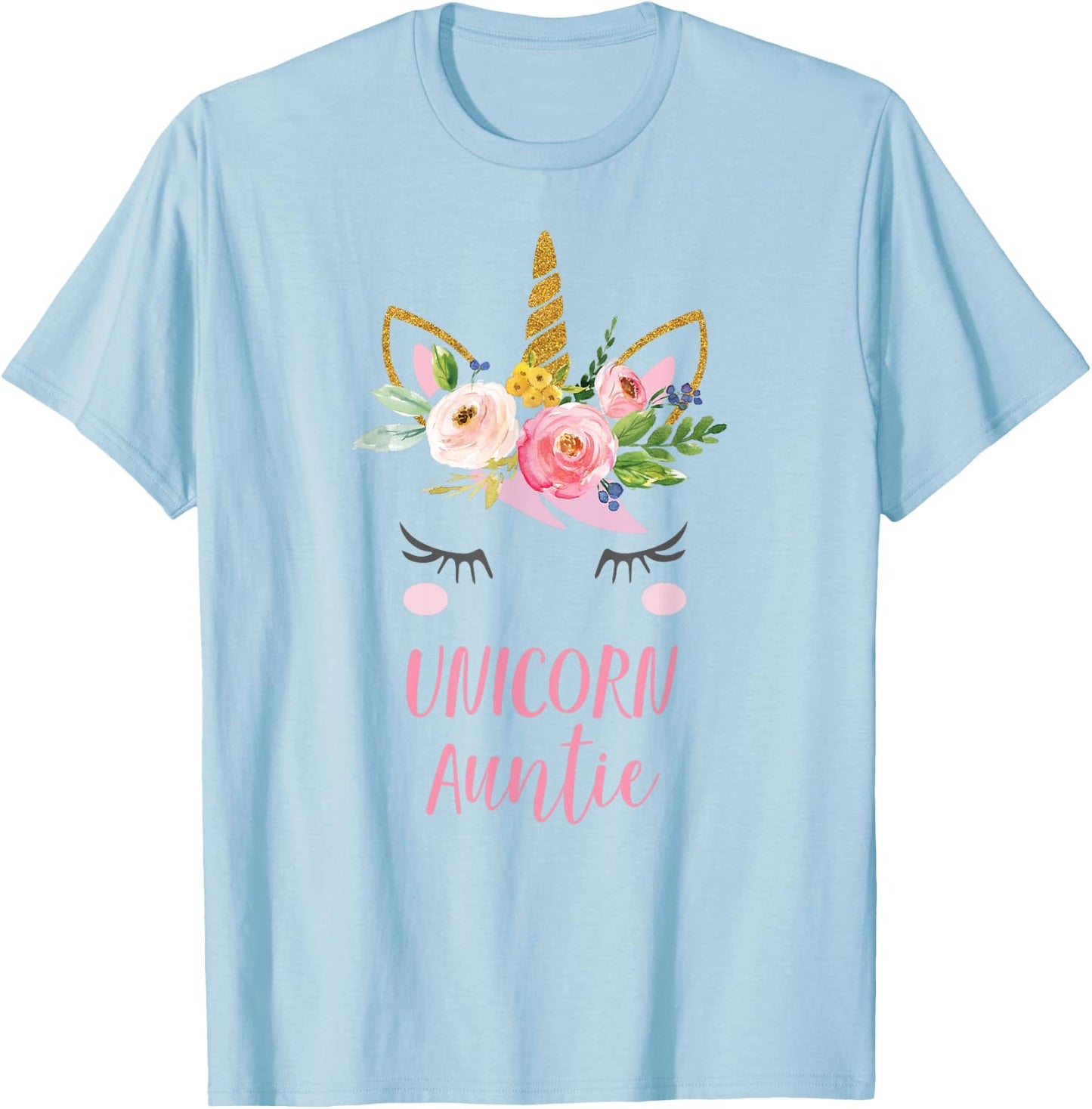 Cute Unicorn Aunt Shirt, Boho Auntie Unicorn Gift T-Shirt - T-Shirt | Light Blue