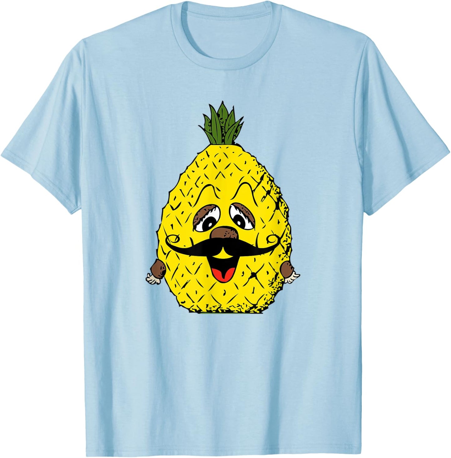 Vintage Hawaiian Pineapple Mustache T-Shirt - T-Shirt | Light Blue