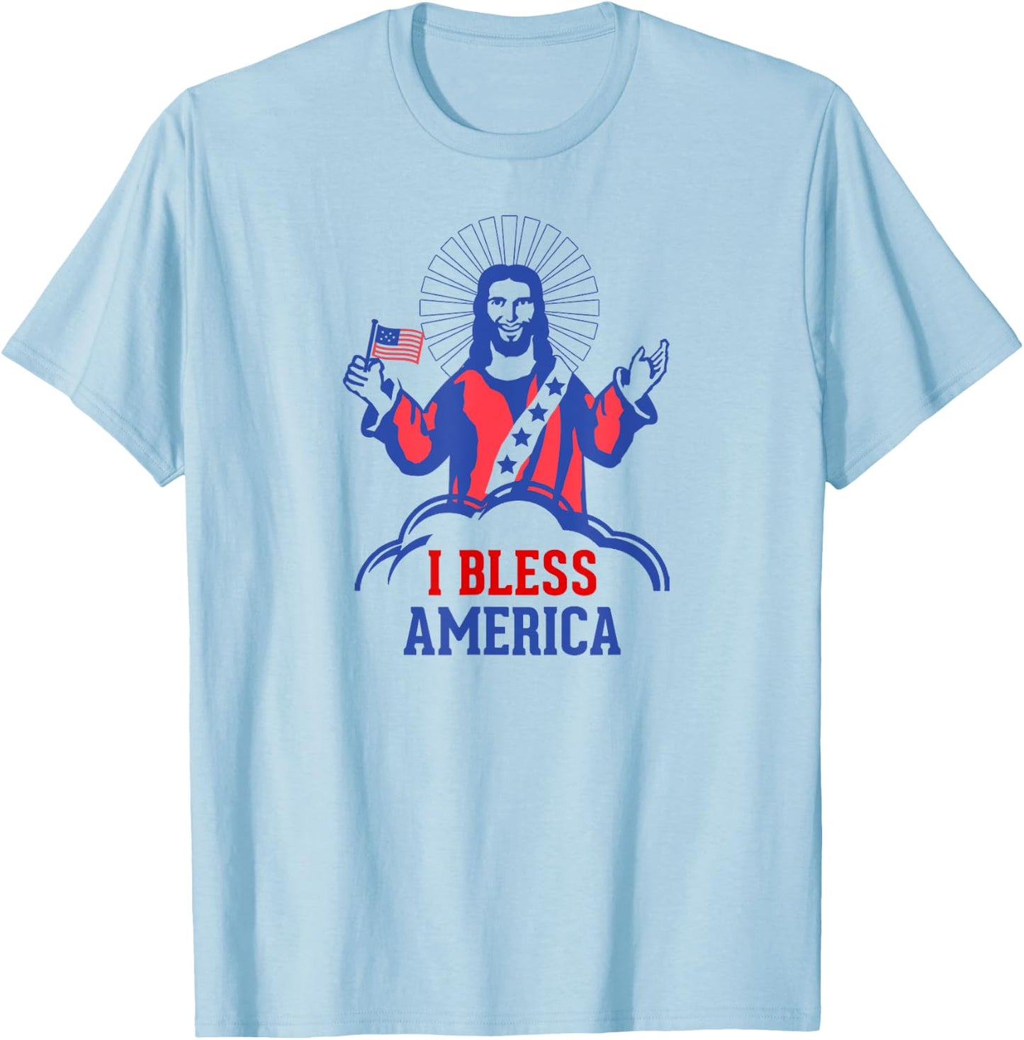 Jesus Loves the USA : God Bless America T-Shirt - T-Shirt | Light Blue