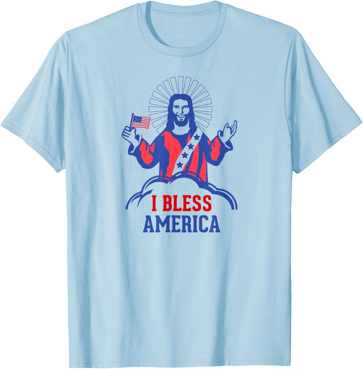 Jesus Loves the USA : God Bless America T-Shirt - T-Shirt | Light Blue