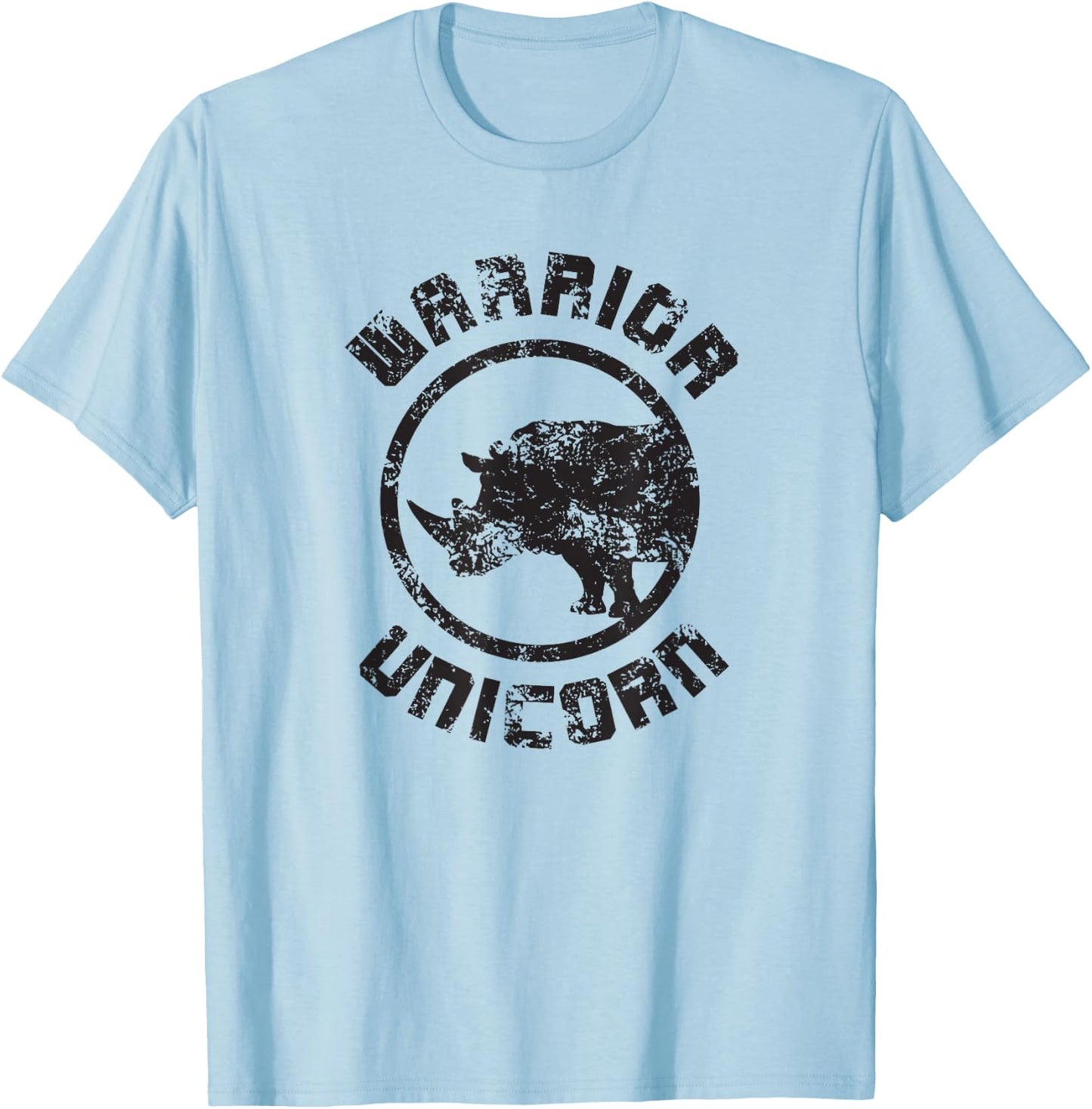 Warrior Unicorn Rhino Distressed T-Shirt - T-Shirt | Light Blue