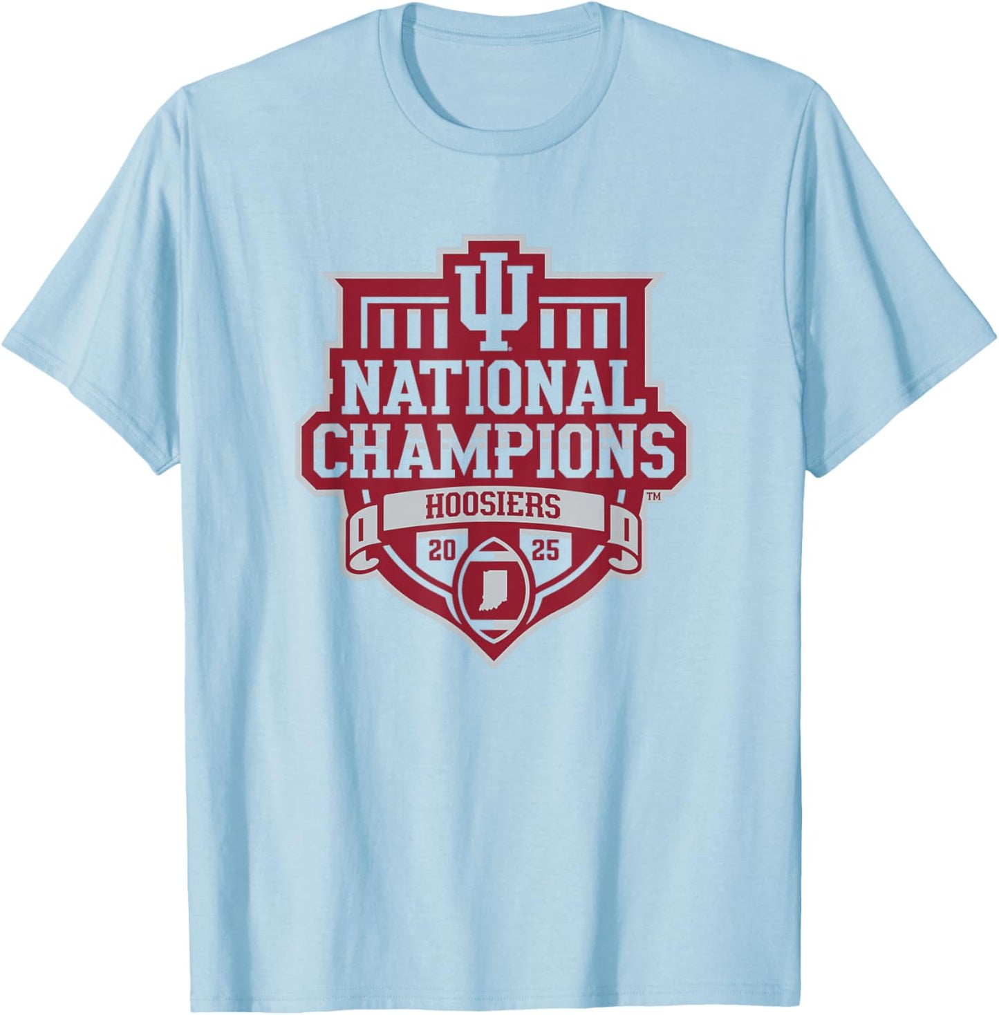 Indiana Hoosiers National Champs 2025 Football Official Logo T-Shirt - T-Shirt | Light Blue