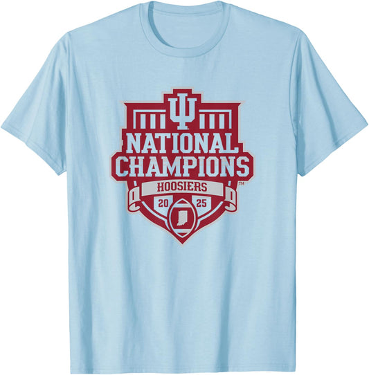 Indiana Hoosiers National Champs 2025 Football Official Logo T-Shirt - T-Shirt | Light Blue