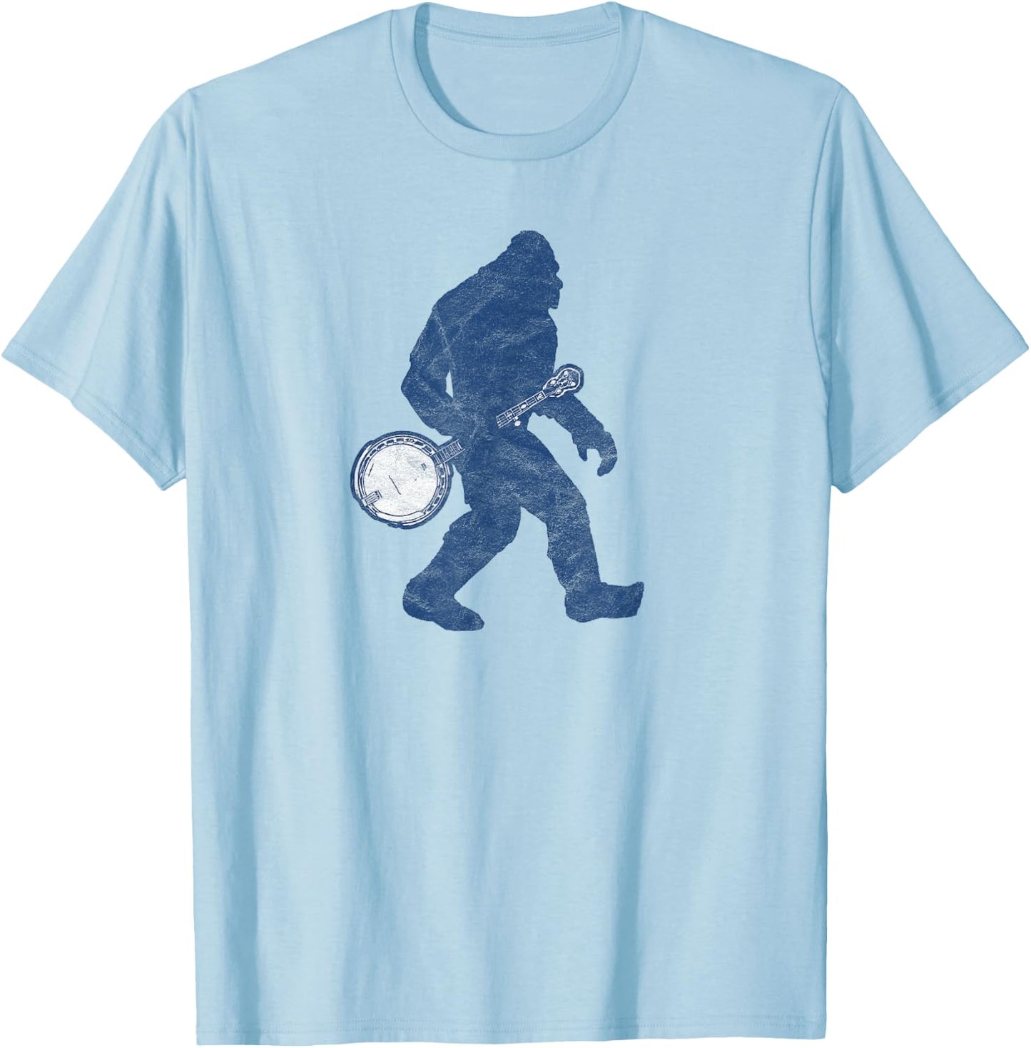 Bigfoot & Banjo - Sasquatch Silhouette Retro Bluegrass T-Shirt - T-Shirt | Light Blue
