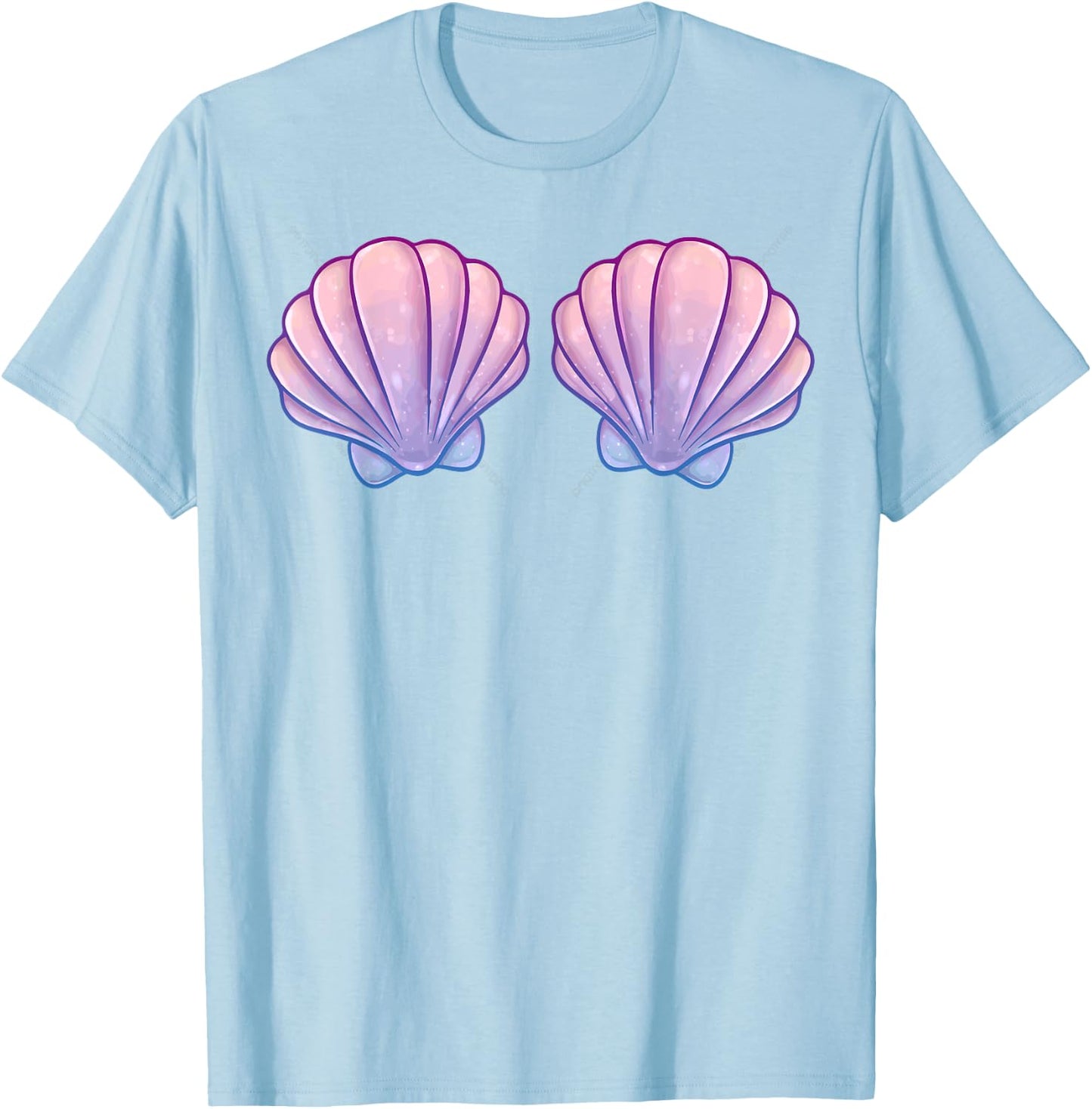 Mermaid Shell Bra Costume Girls Halloween Birthday T-Shirt - T-Shirt | Light Blue
