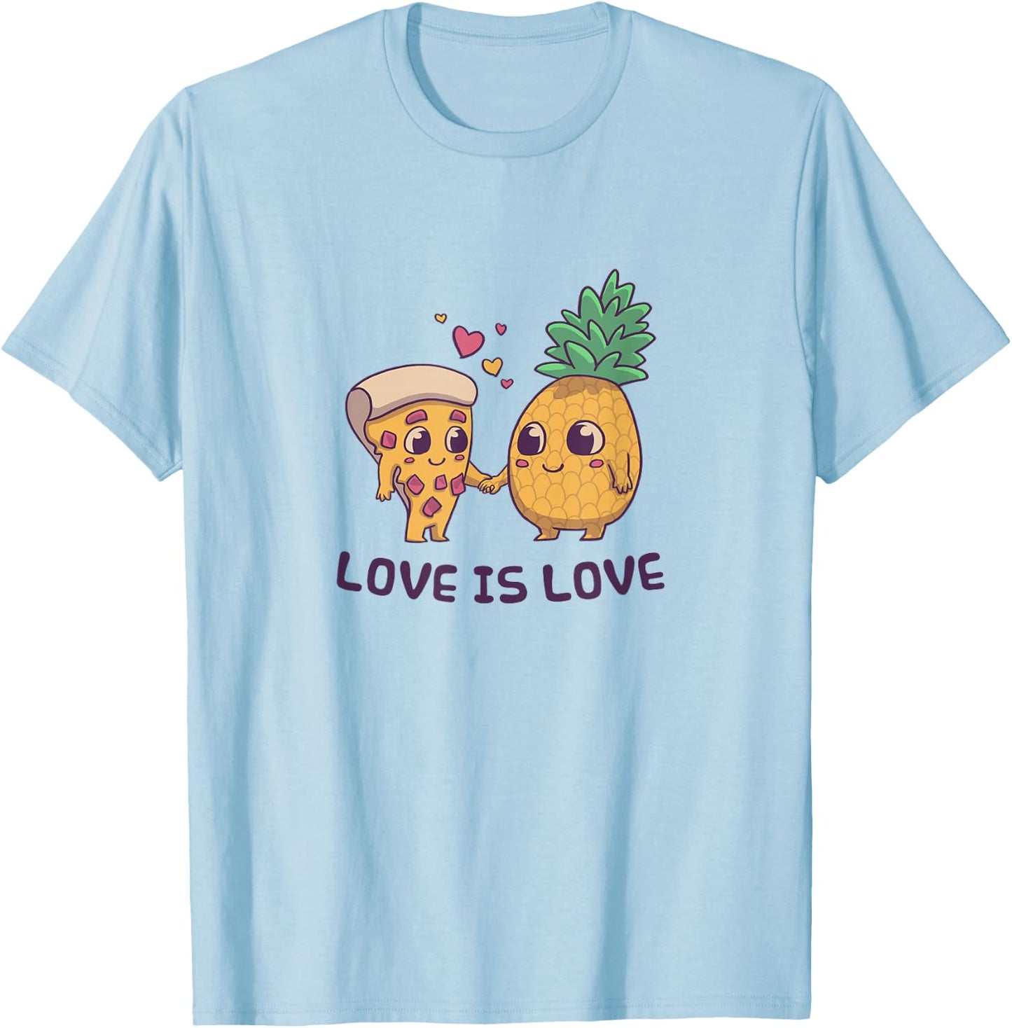 Love Cute Pride Pineapple Pizza T-Shirt - T-Shirt | Light Blue