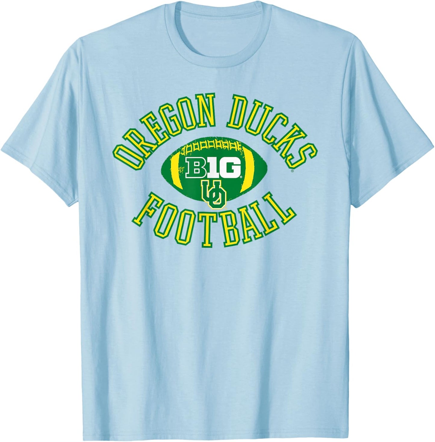 Oregon Ducks Big 10 Football Huddle Logo Officially Licensed T-Shirt - T-Shirt | Light Blue