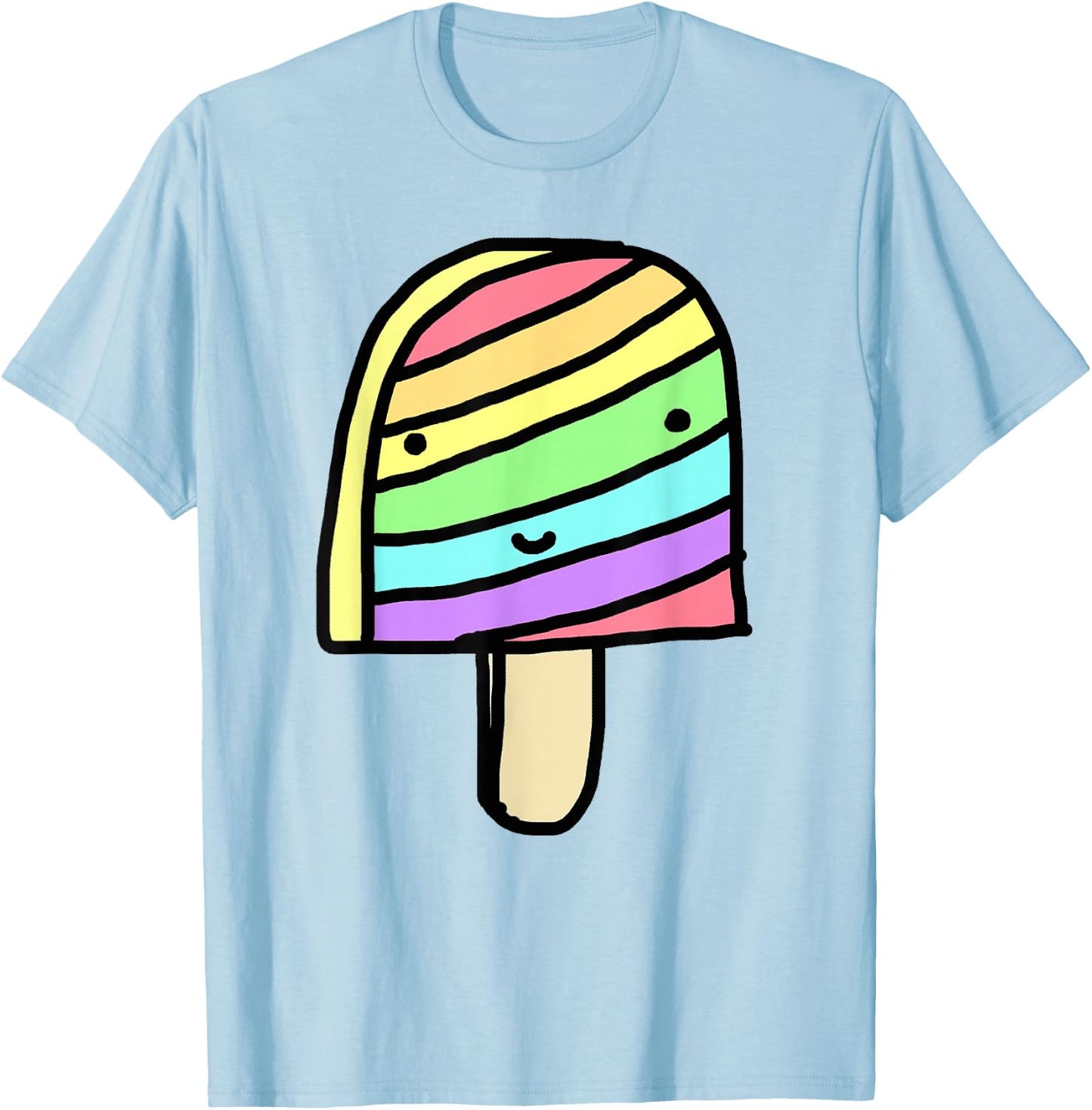 Funny and Cute Rainbow Popsicle Ice Cream for Kids T-Shirt - T-Shirt | Light Blue