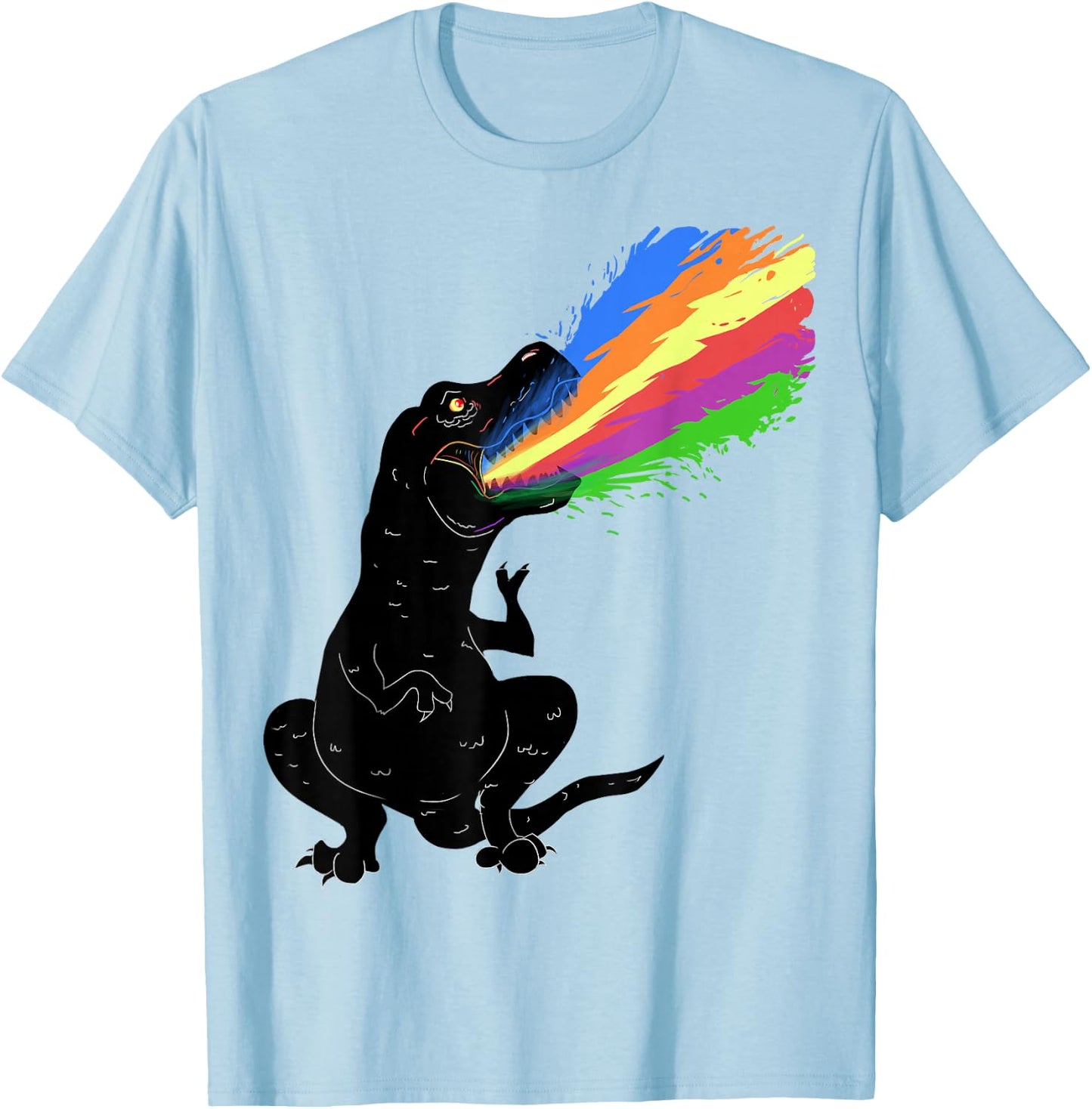 Tyrannosaurus Rex Shooting Rainbow Laser, Dinosaur T-Shirt - T-Shirt | Light Blue