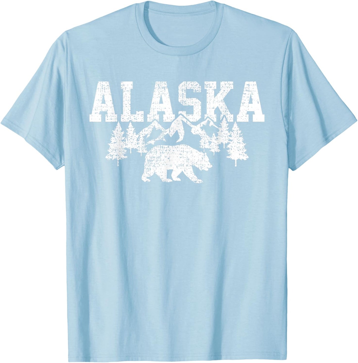 Alaska Mountains Forest Hunting USA T-Shirt - T-Shirt | Light Blue