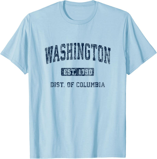 Washington DC Vintage Athletic Sports Design T-Shirt - T-Shirt | Light Blue