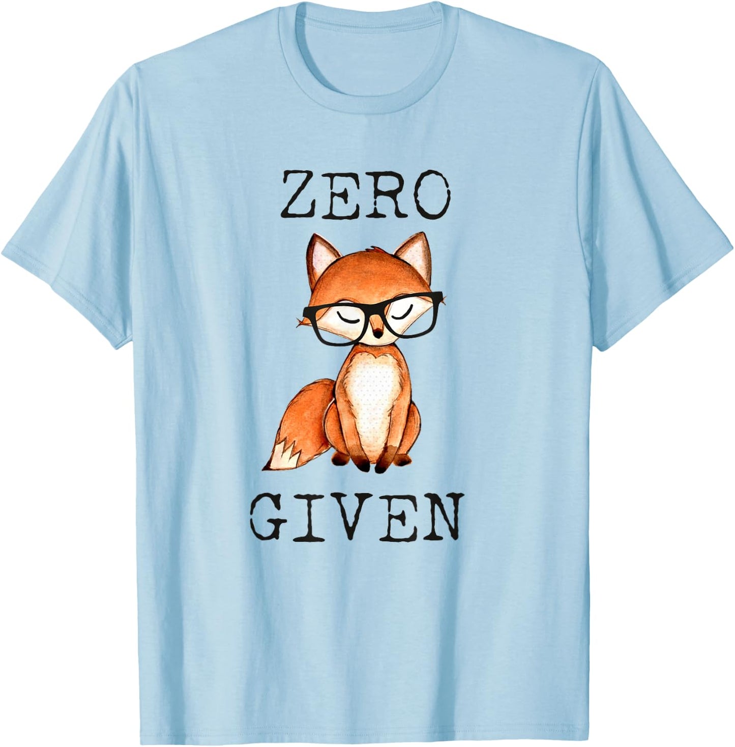 Zero Fox Given Funny Fox Shirt With Hipster Nerd Glasses T-Shirt - T-Shirt | Light Blue