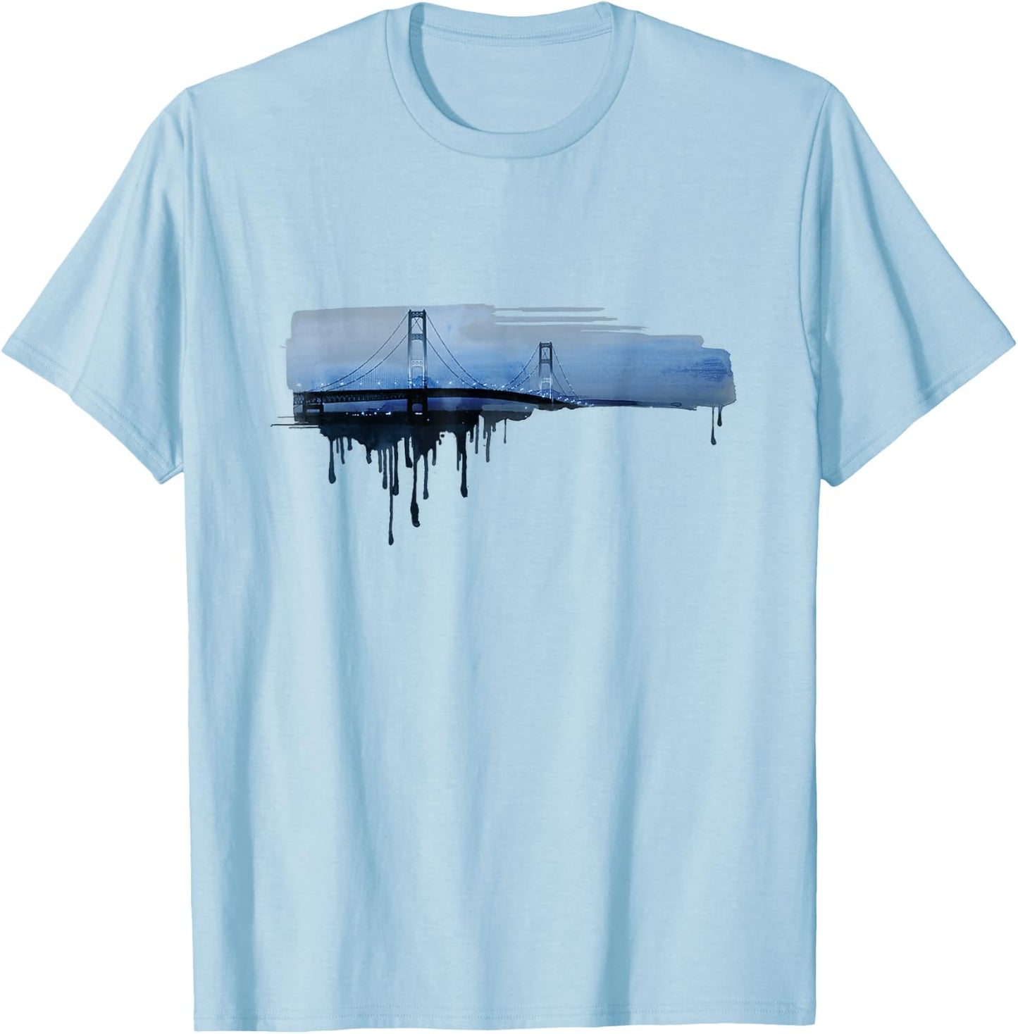 Mackinac Bridge Michigan Relaxed Fit T-Shirt - T-Shirt | Light Blue