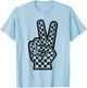 Checkered Peace Sign Shirt Vintage Racing Flag Kids Boy Girl T-Shirt - T-Shirt | Light Blue
