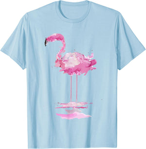 PINK FLAMINGO Watercolor Shirt | Bird Painter Gift T-Shirt - T-Shirt | Light Blue