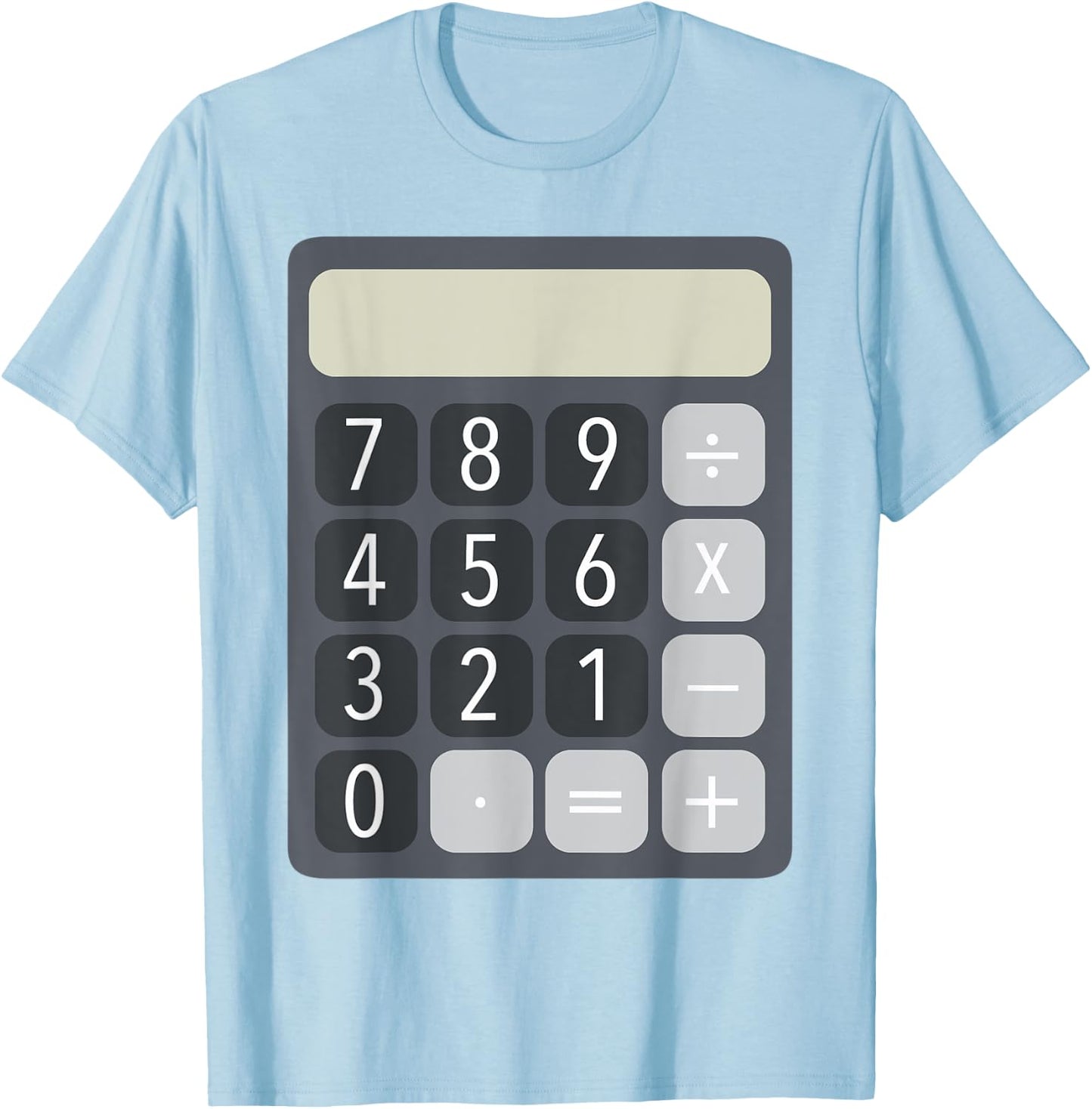 HalloAndWeenCostumes Adult Calculator Costume , Grey, XL, Short Sleeve, Classic Fit, Pull On, Halloween, Costume Party T-Shirt - T-Shirt | Light Blue