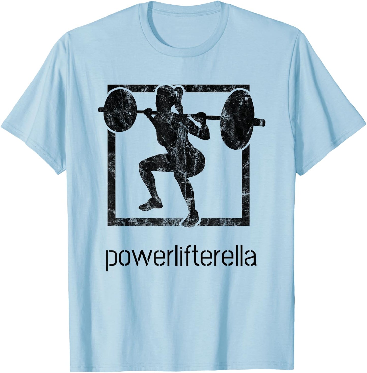 Powerlifterella Women Retro Squat Gym Lifting Workout T-Shirt - T-Shirt | Light Blue