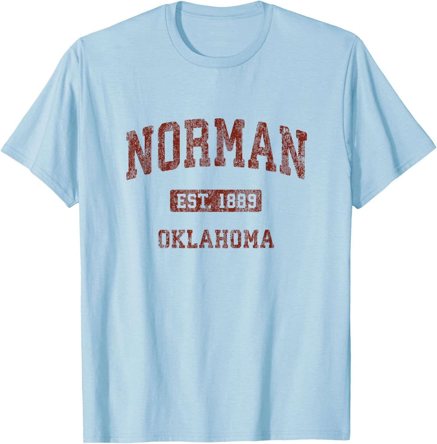 Norman Oklahoma OK Vintage Athletic Sports Design T-Shirt - T-Shirt | Light Blue
