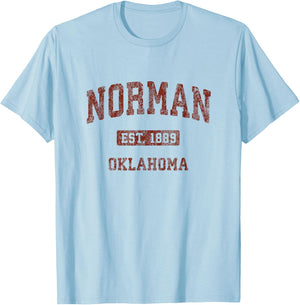 Norman Oklahoma OK Vintage Athletic Sports Design T-Shirt - T-Shirt | Light Blue