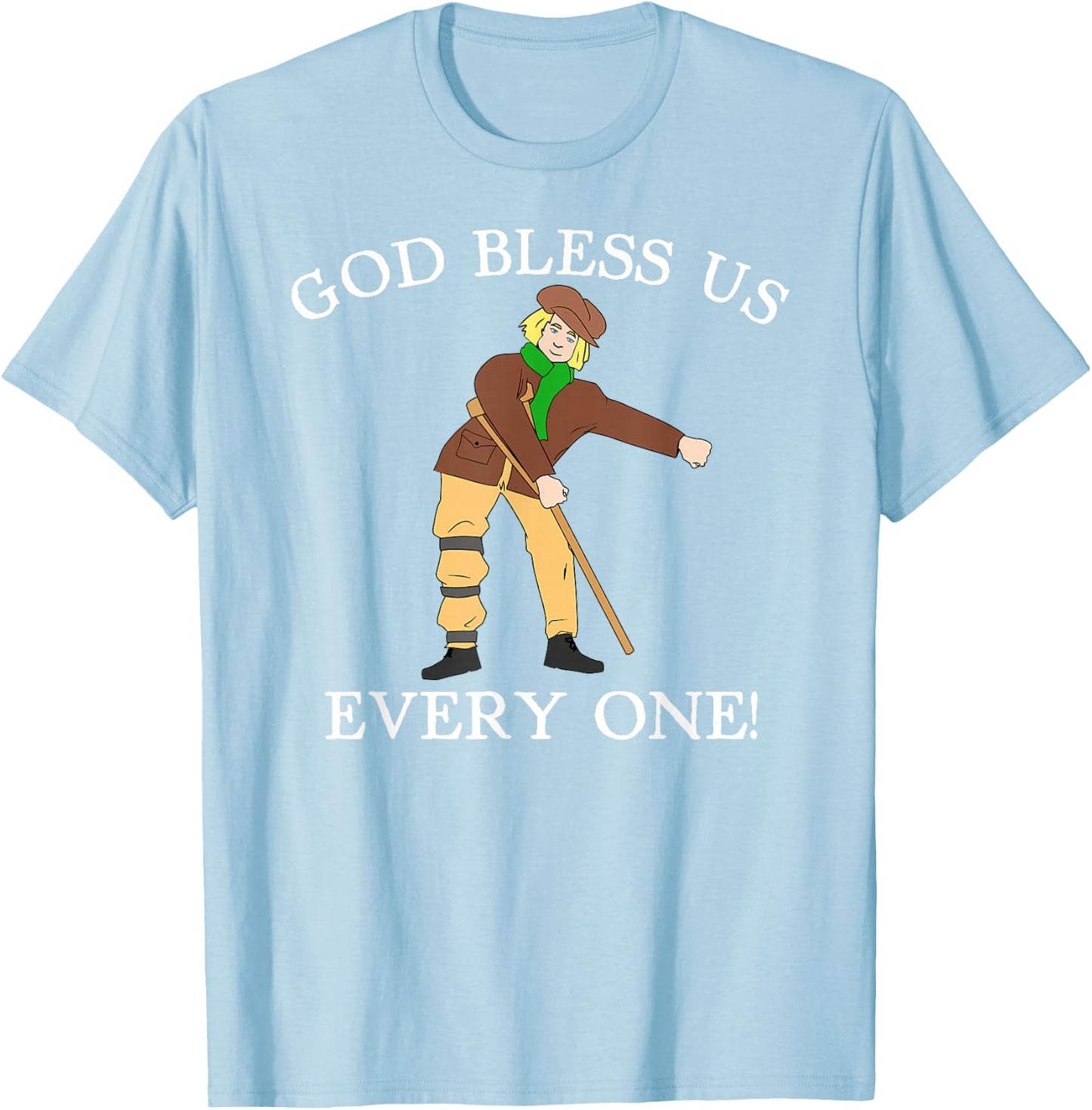 Floss Dance Christmas Carol Tiny Tim God Bless Us Everyone T-Shirt - T-Shirt | Light Blue