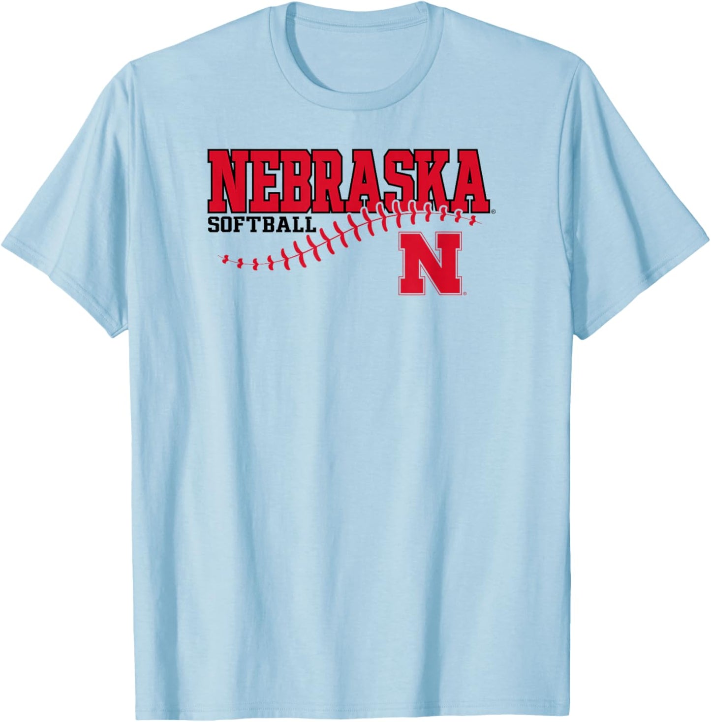 Nebraska Cornhuskers Softball Laces White T-Shirt - T-Shirt | Light Blue