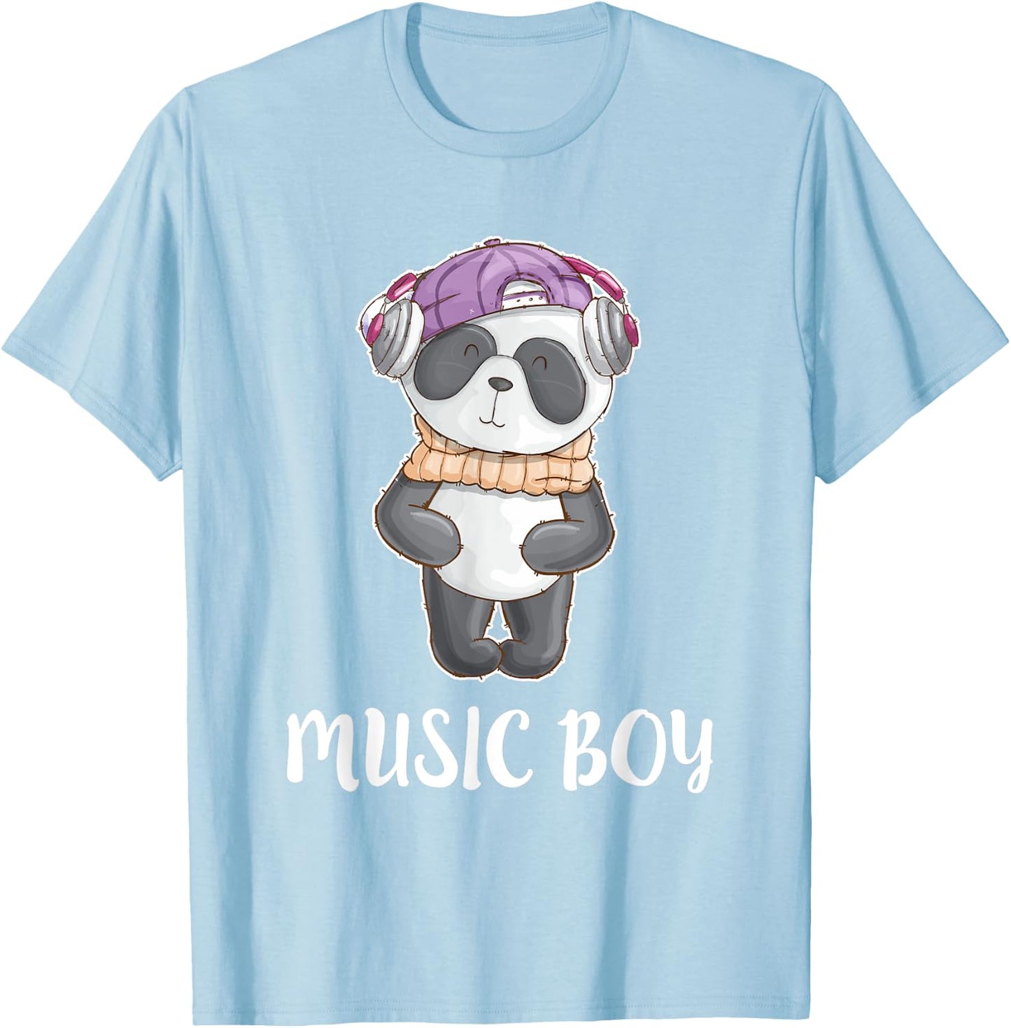 Dj Panda Headphones T Shirt Cute Music Boys Kids T-Shirt - T-Shirt | Light Blue