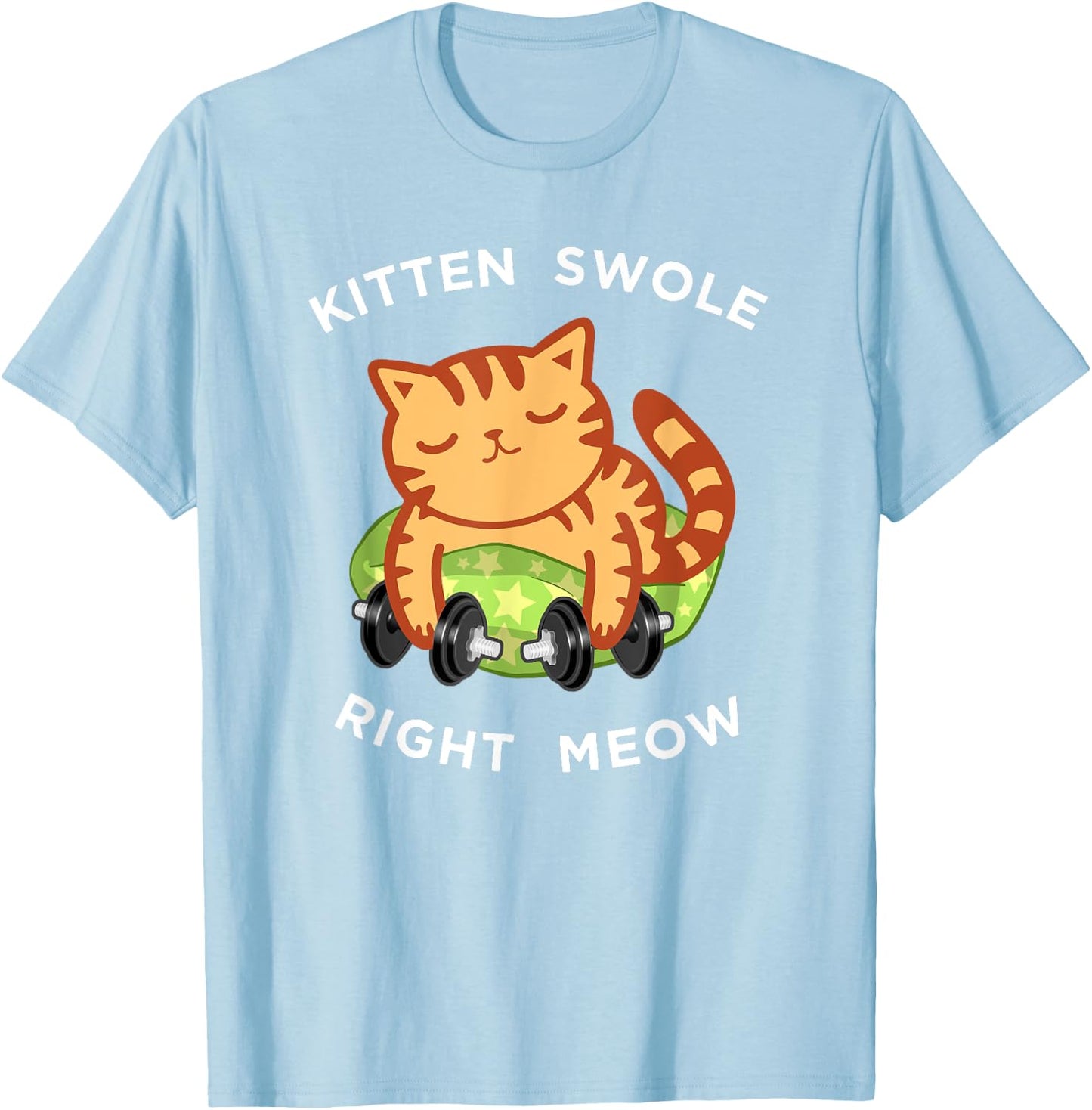 Funny Lifting Right Meow Cat Shirt, Workout Gym Kitty T-Shirt - T-Shirt | Light Blue