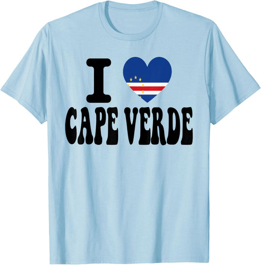 I Love Cape Verde Heart Flag Retro Travel Souvenir T-Shirt - T-Shirt | Light Blue